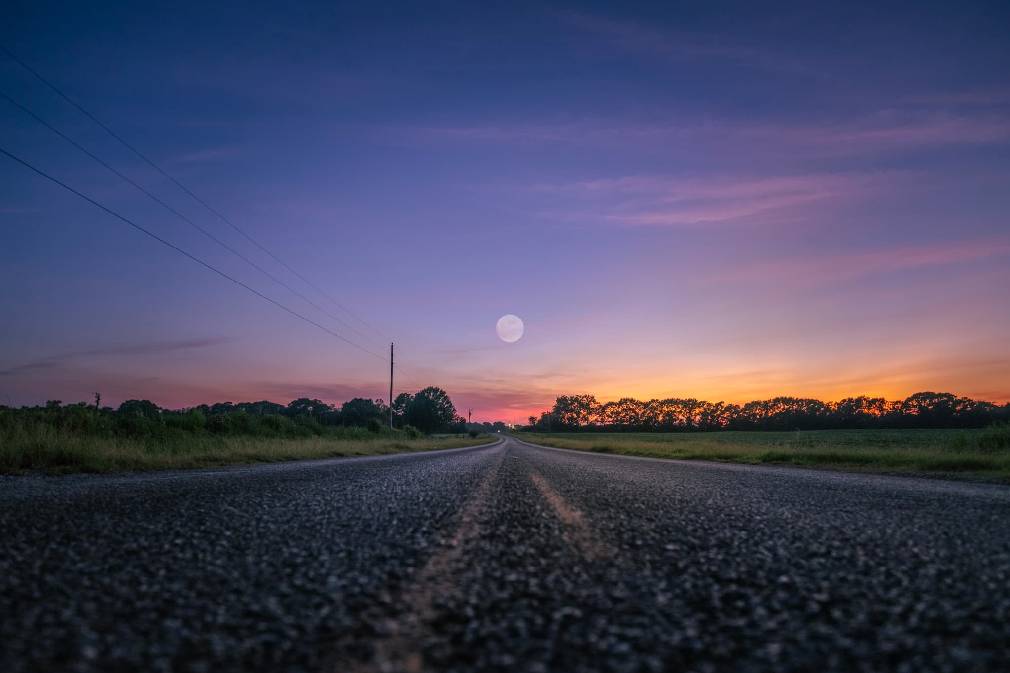 Country Sunset and Moonrise