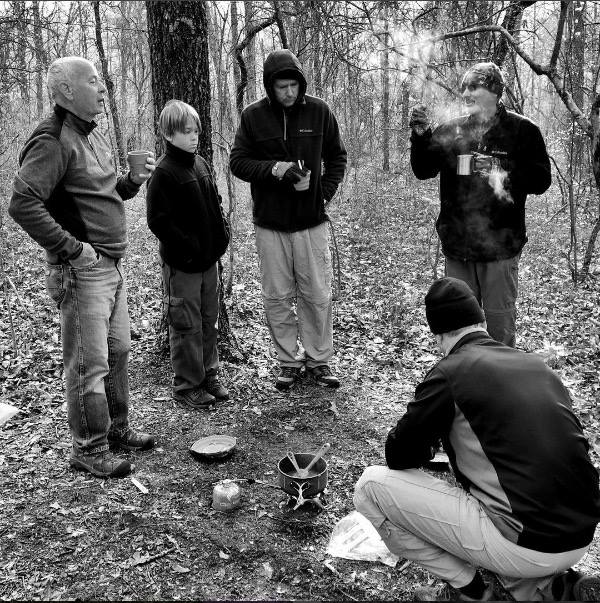 Carl Rickert hiking with the scouts