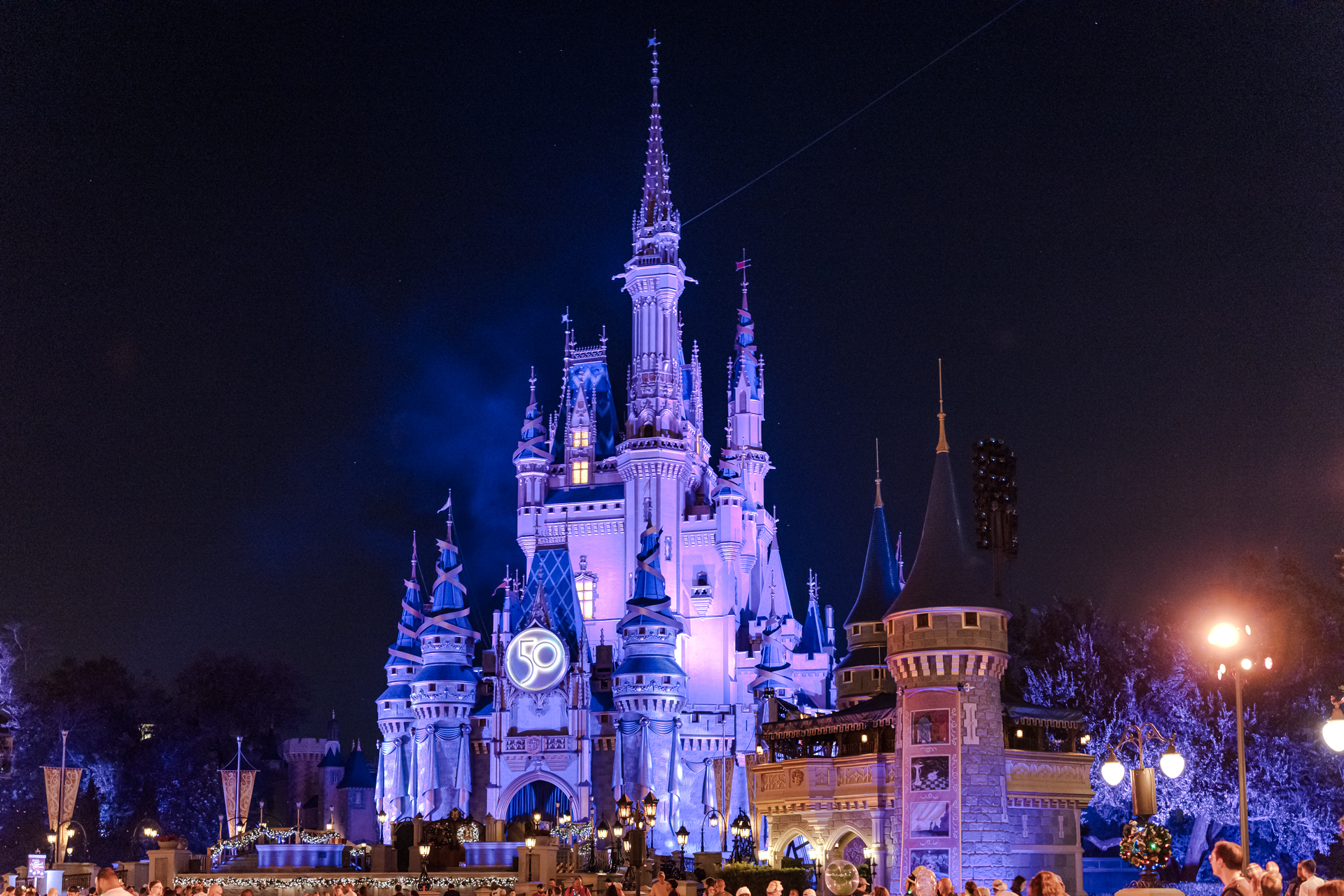 Cinderella's Castle during the 50th Anniversary Celebration. HDR (JPG) | Sony a7R IVA | Tamron 35-150mm | 1/40 sec, f/2, ISO 2500