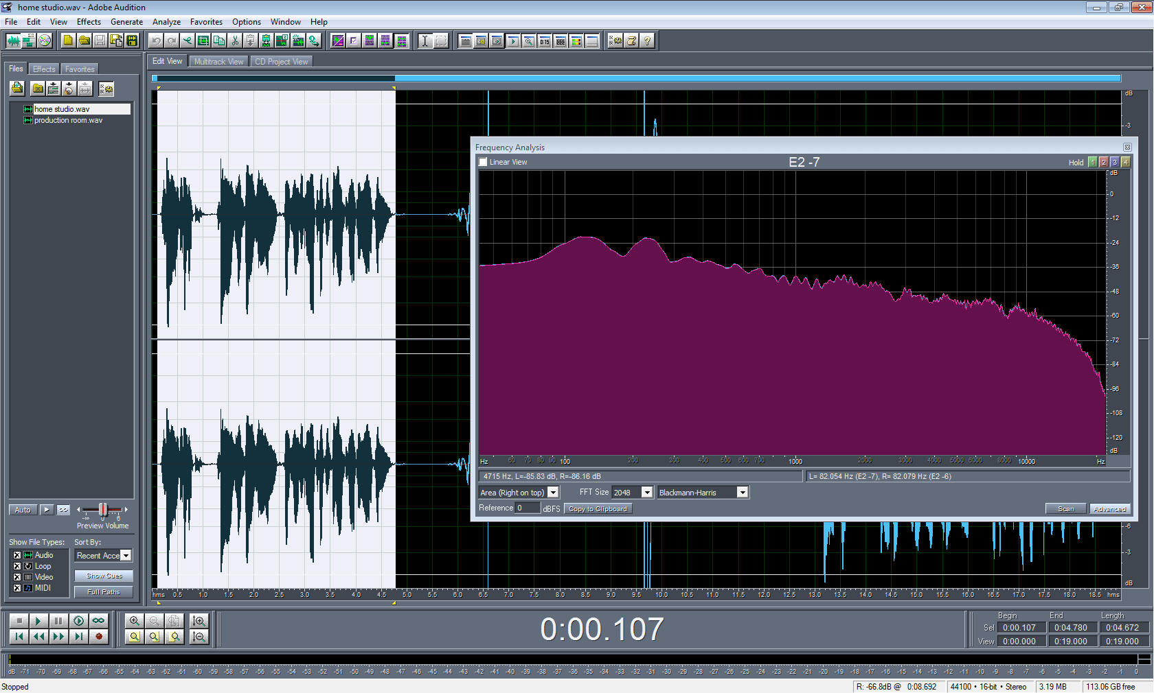 Average frequency response of the Behringer B-1 in home studio