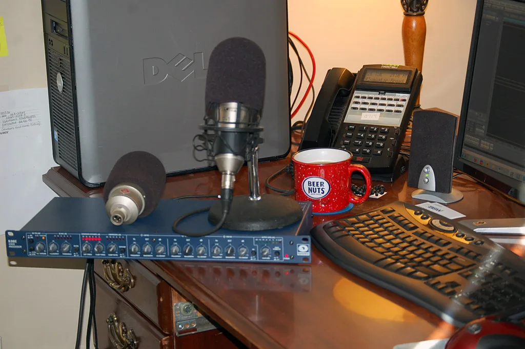 Basic home studio setup with Symetrix 528e voice processor